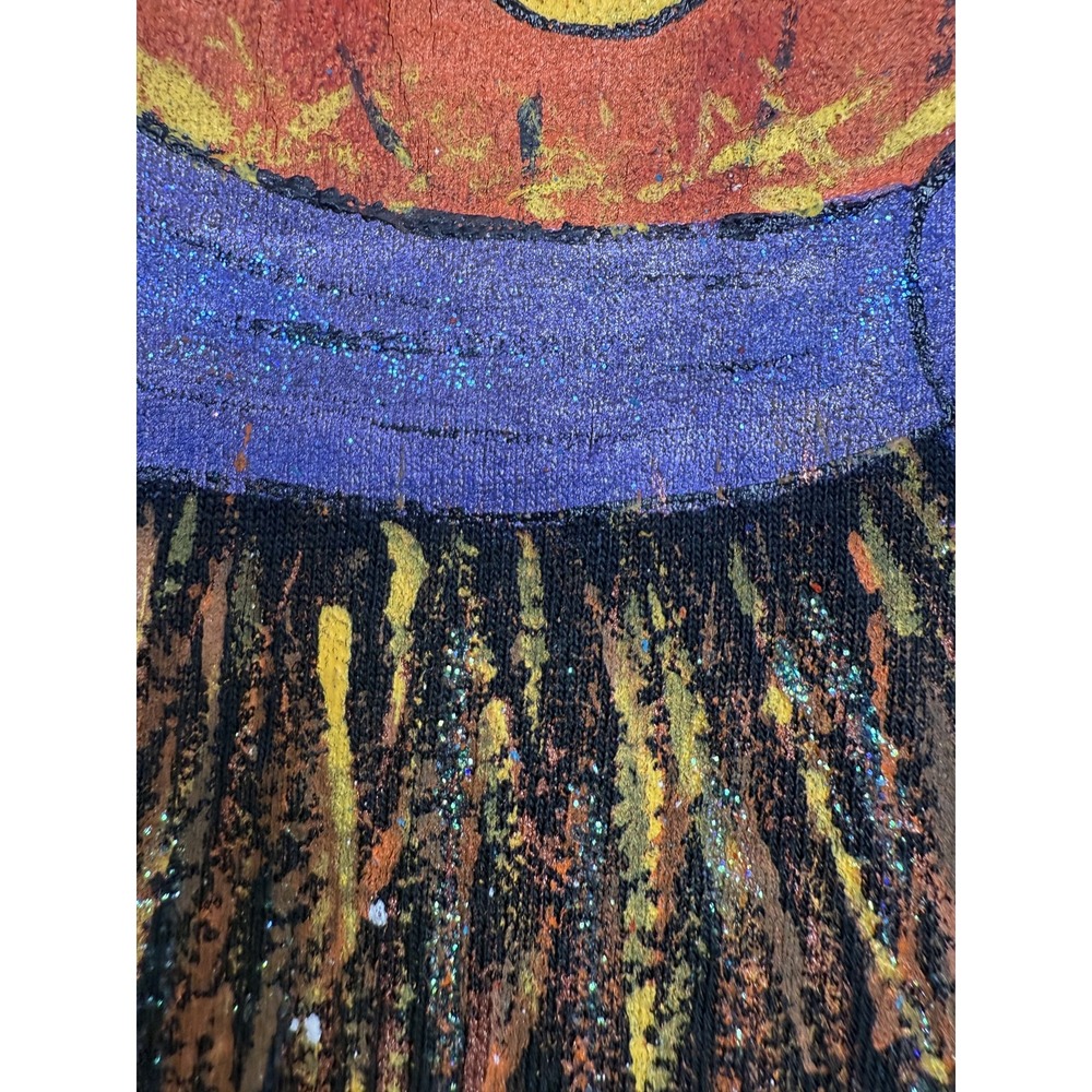Vintage Pumpkin Scarecrow Shirt Mens XL Black Glitter Halloween Art 90s USA Tee - Picture 4 of 16